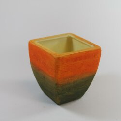 Topf orange-gr&uuml;n 8x8x9cm