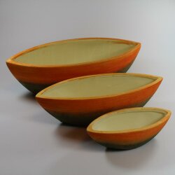 Schiffchen orange-gr&uuml;n 3er-Set