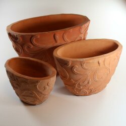 Topf 3er-Set terracotta oval