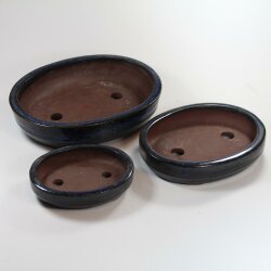 Schale 3er-Set Bonsai blau oval